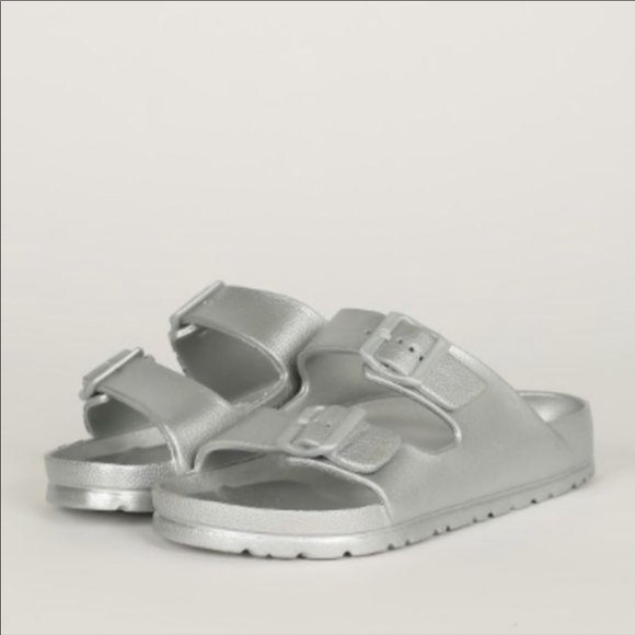 Foam Style Double Buckle Sandals- Silver - Picture 5 of 5